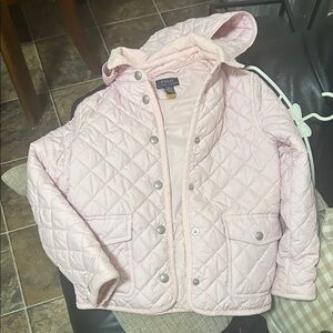 Polo by Ralph Lauren Light Pink Quilted Hooded Puffer Jacket